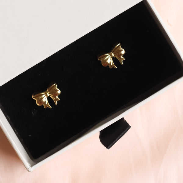 Gold Tiny Bow Studs