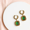 18K Gold Plated | Ella Drop Earrings | Emerald Stone
