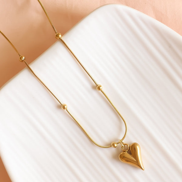 Elongated Puffy Heart Necklace